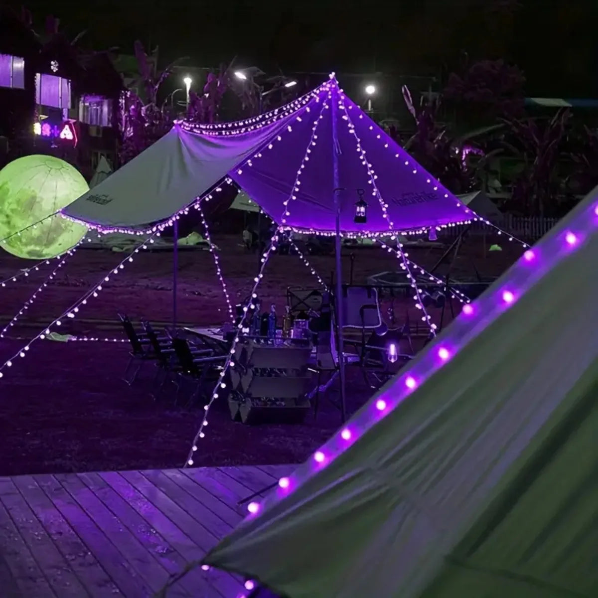 1PC 20/30 LED Halloween Purple Bubble Ball String Lights With 8 Lighting Modes Outdoor Waterproof Solar Powered Decorative Lamp