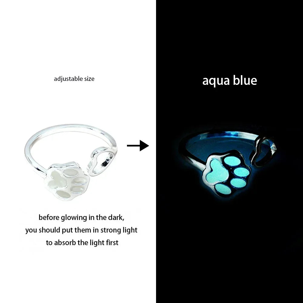 Adjustable Gothic Punk Noctilucent Dragon Rings Vintage Luminous Glow In the Dark Pterosaur Ring for Men Women Halloween Party