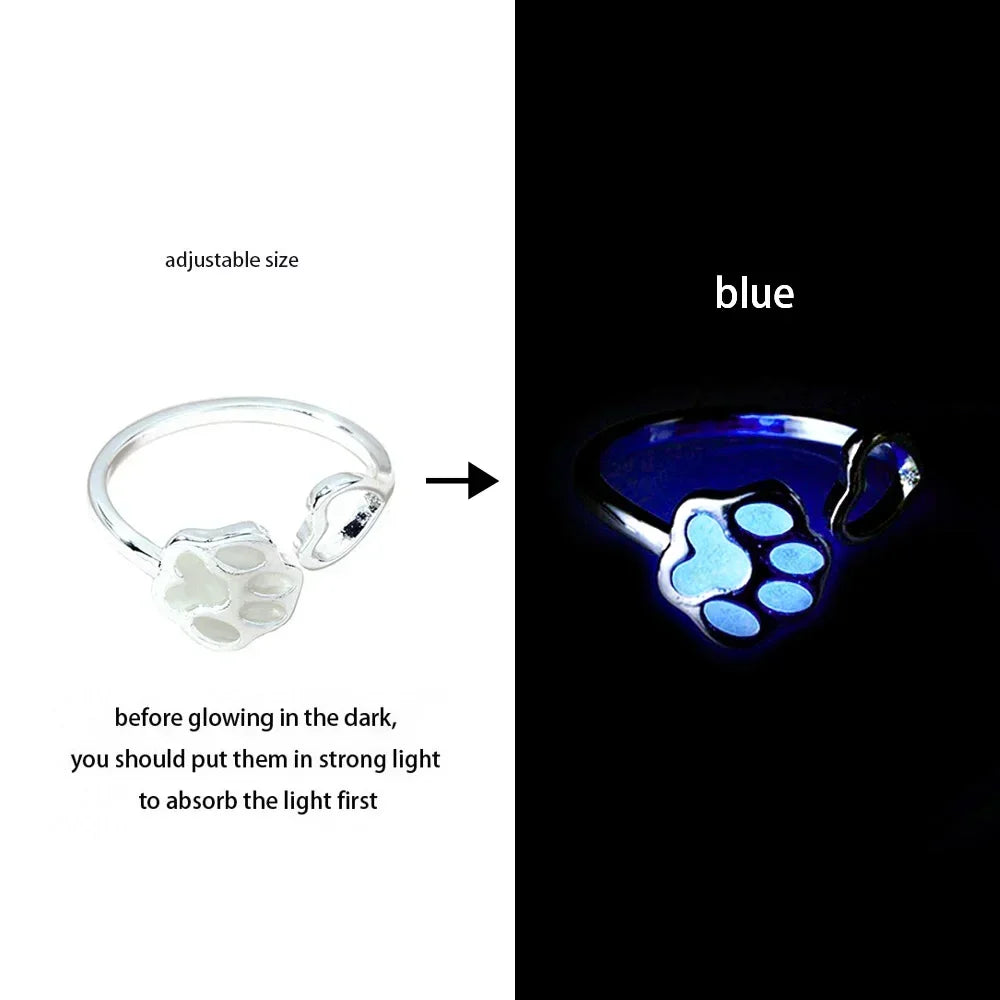 Adjustable Gothic Punk Noctilucent Dragon Rings Vintage Luminous Glow In the Dark Pterosaur Ring for Men Women Halloween Party