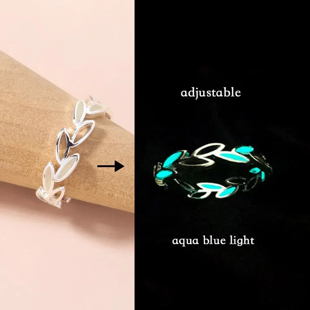 Adjustable Gothic Punk Noctilucent Dragon Rings Vintage Luminous Glow In the Dark Pterosaur Ring for Men Women Halloween Party