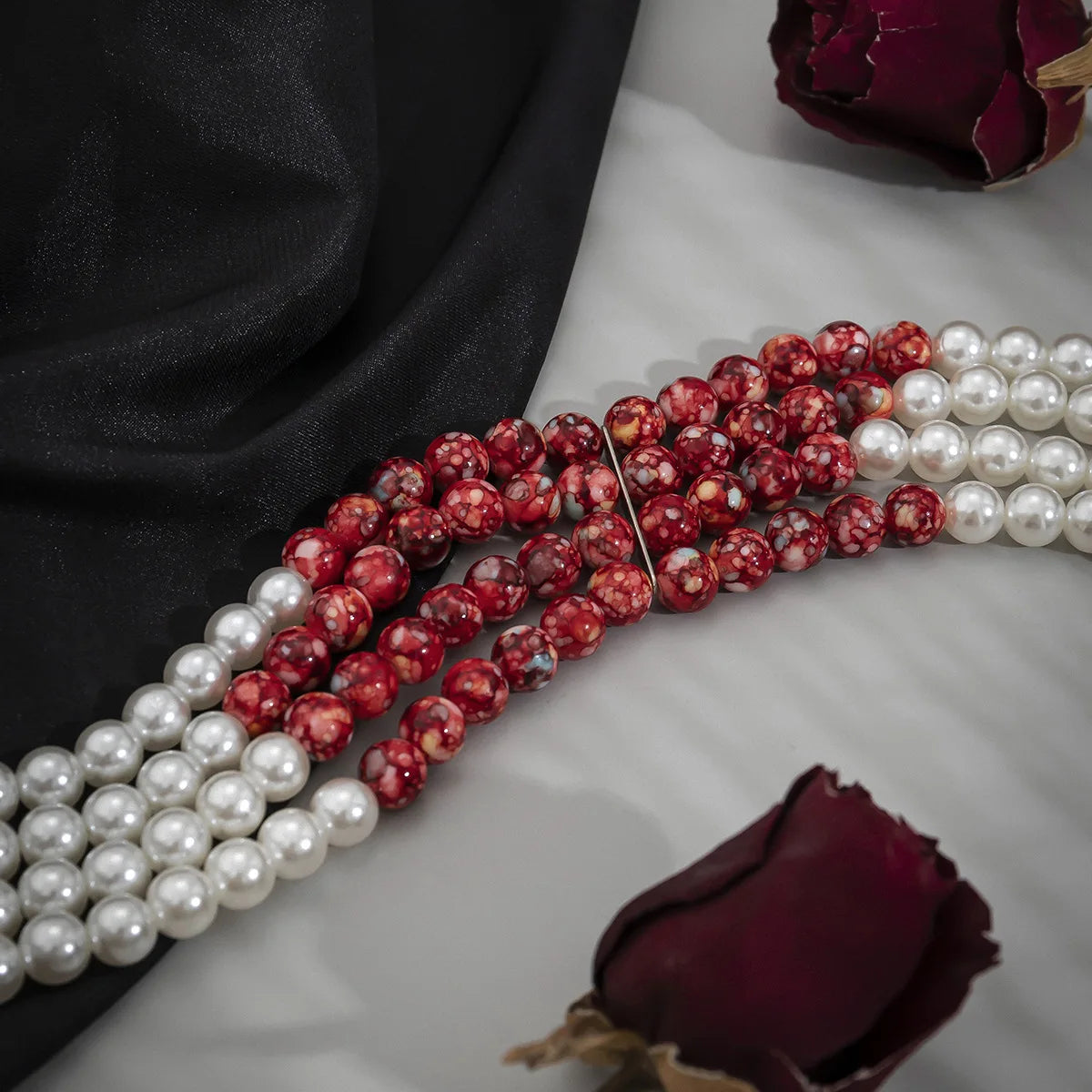 Halloween Faux Pearl Blood Tiered Necklace Goth Jewellery Blood Drop Tassel Choker Women Grunge Rock Egirl Accessory Aesthetic