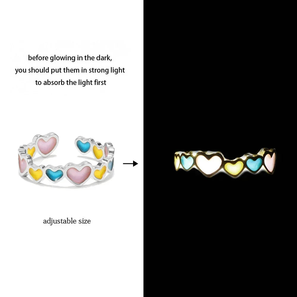 Adjustable Gothic Punk Noctilucent Dragon Rings Vintage Luminous Glow In the Dark Pterosaur Ring for Men Women Halloween Party