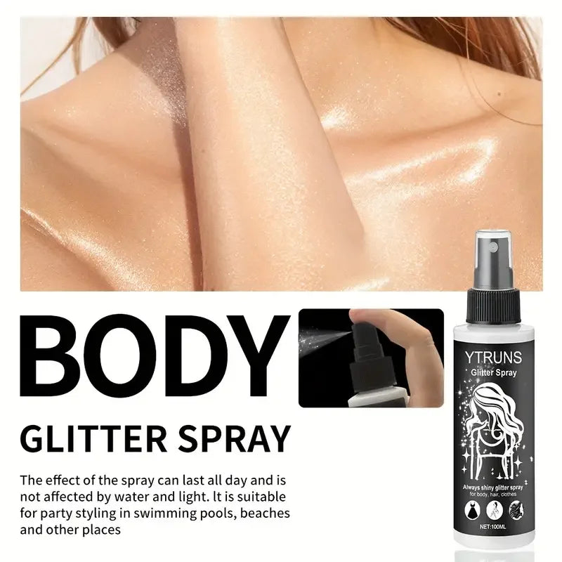Quick Drying Glitter Spray-High Shine Glitter Spray for Lips,Eyes,Face Makeup-Halloween Party Nightclub Costume Glitter Spray
