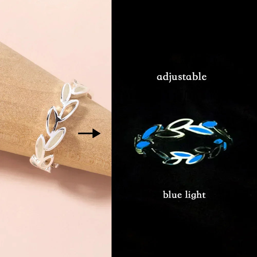Adjustable Gothic Punk Noctilucent Dragon Rings Vintage Luminous Glow In the Dark Pterosaur Ring for Men Women Halloween Party