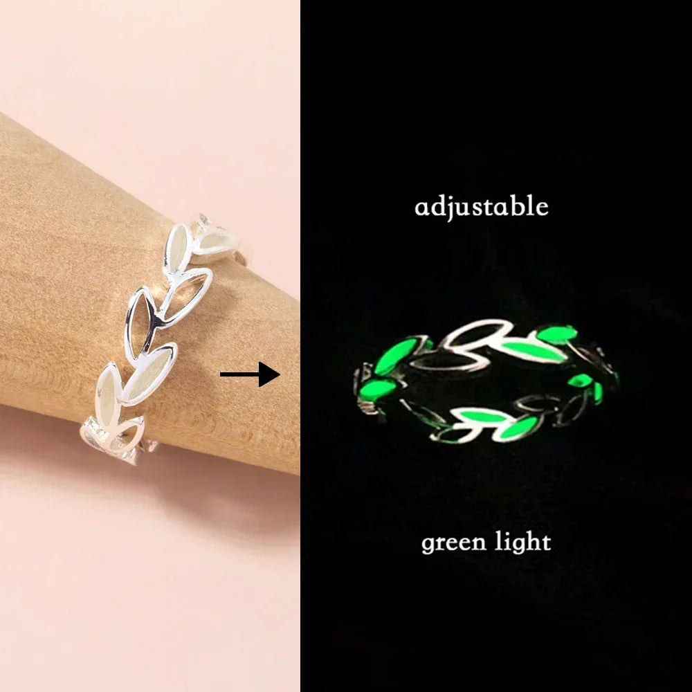 Adjustable Gothic Punk Noctilucent Dragon Rings Vintage Luminous Glow In the Dark Pterosaur Ring for Men Women Halloween Party