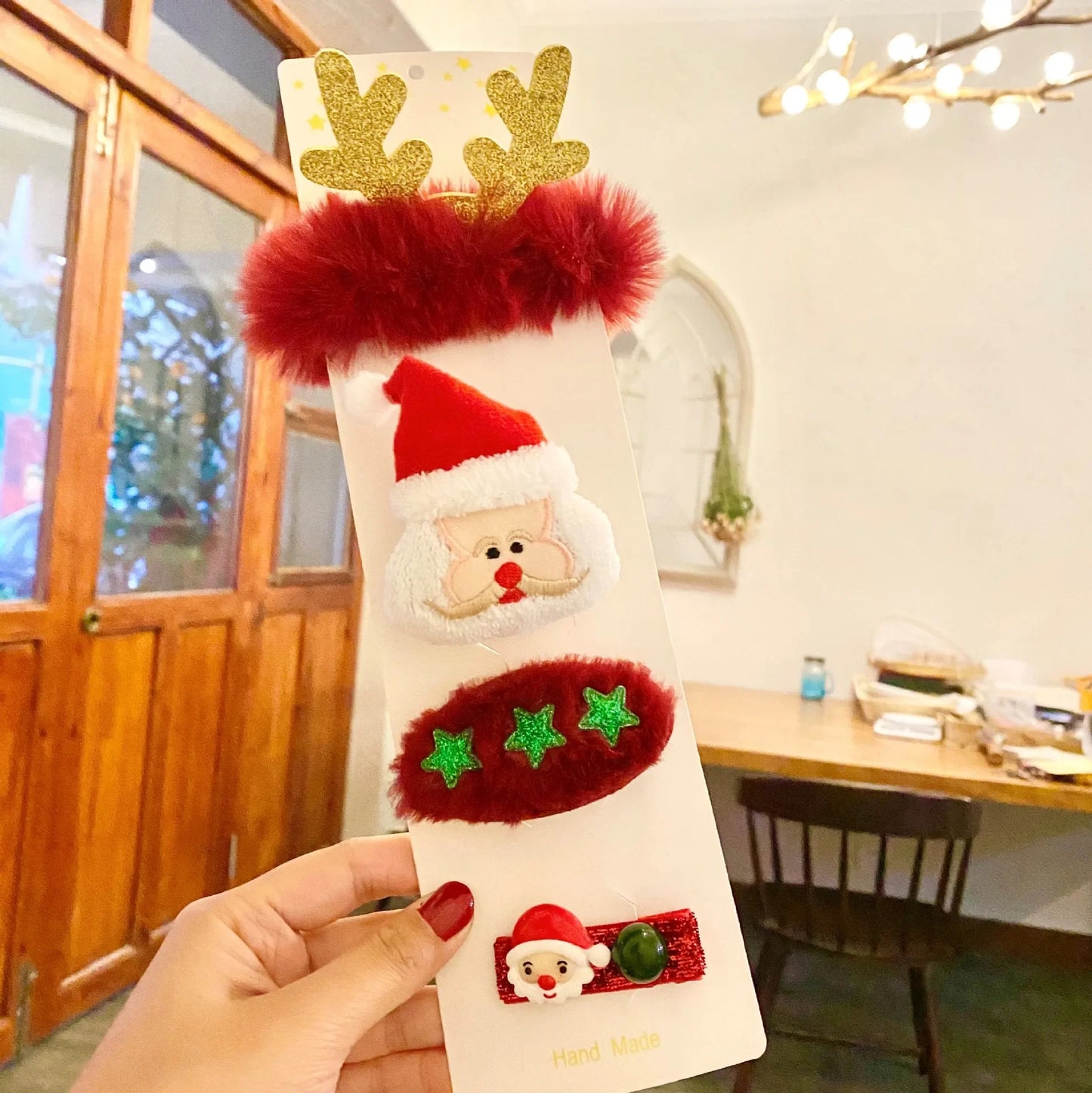 Christmas Headband Reindeer Antlers Horn Flower Hair Band Clasp Headwear for Kids Adult New Year Navidad Party Halloween Cosplay