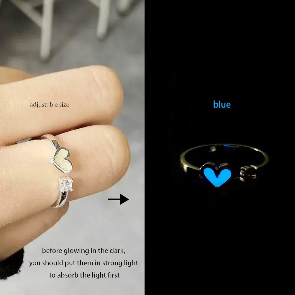 Adjustable Gothic Punk Noctilucent Dragon Rings Vintage Luminous Glow In the Dark Pterosaur Ring for Men Women Halloween Party