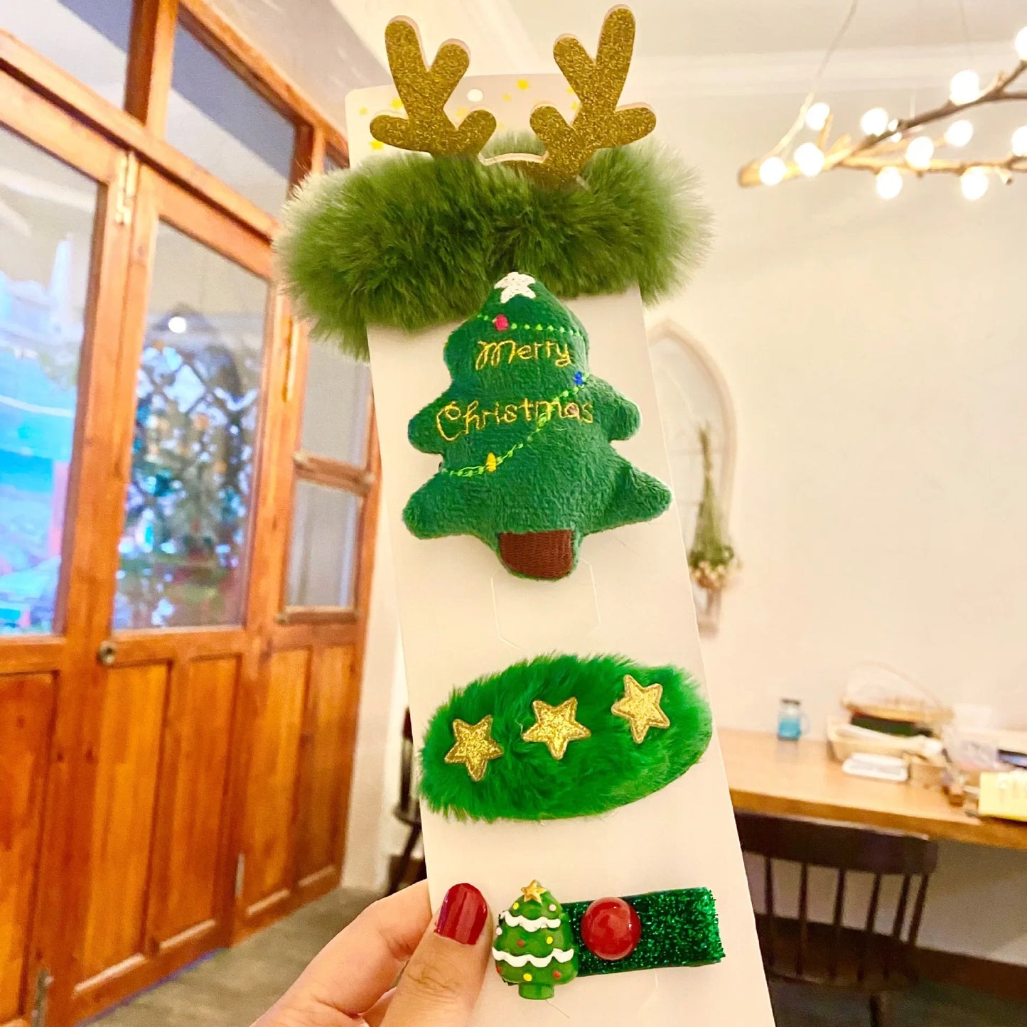 Christmas Headband Reindeer Antlers Horn Flower Hair Band Clasp Headwear for Kids Adult New Year Navidad Party Halloween Cosplay