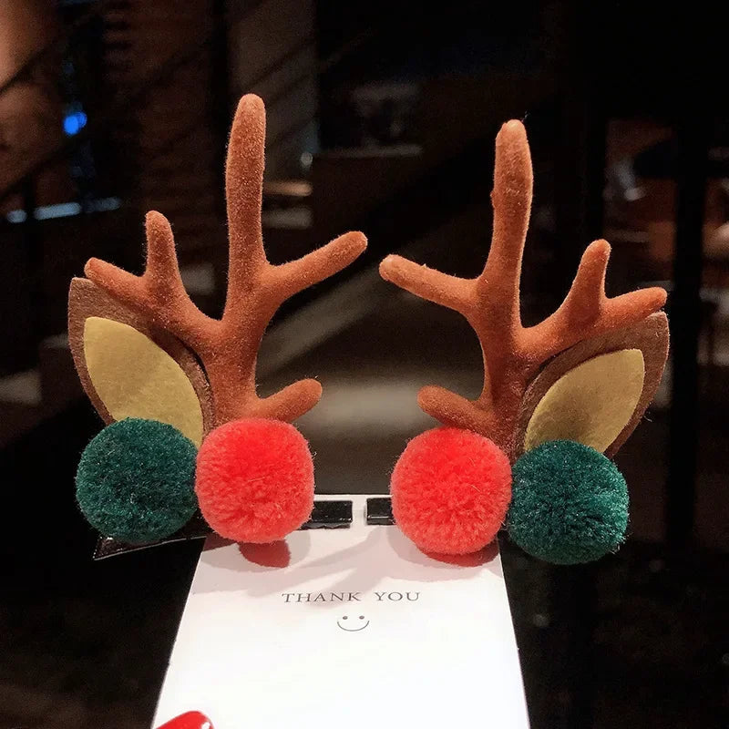 Christmas Headband Reindeer Antlers Horn Flower Hair Band Clasp Headwear for Kids Adult New Year Navidad Party Halloween Cosplay