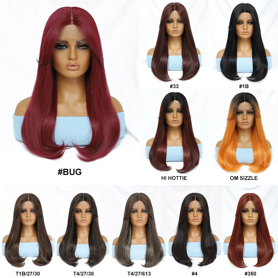 Synthetic Lace Front Wigs Long Straight Blonde Red Wig For Black Women Natural Ombre Brown Cosplay Lace Wig Halloween