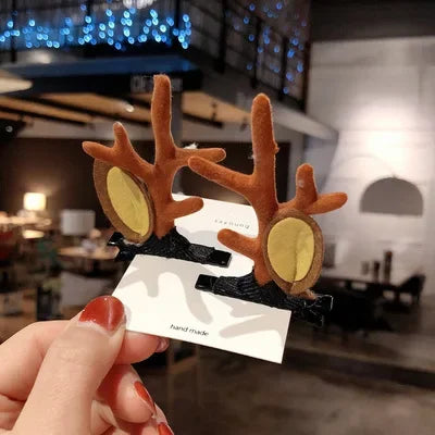 Christmas Headband Reindeer Antlers Horn Flower Hair Band Clasp Headwear for Kids Adult New Year Navidad Party Halloween Cosplay
