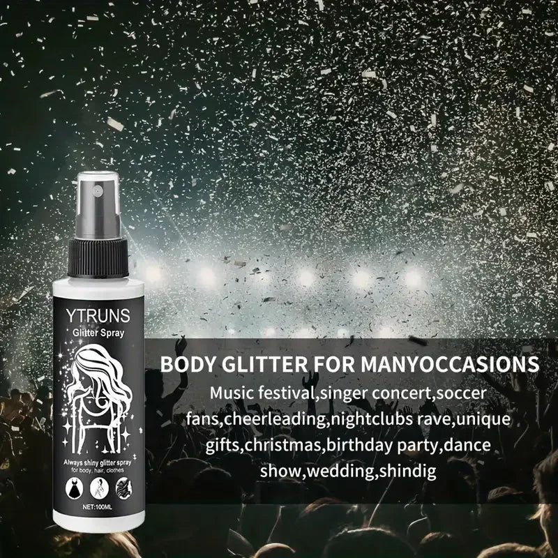 Quick Drying Glitter Spray-High Shine Glitter Spray for Lips,Eyes,Face Makeup-Halloween Party Nightclub Costume Glitter Spray