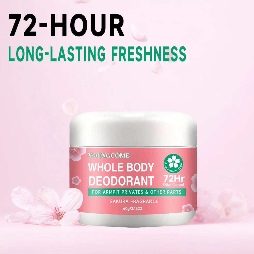 Natural Whole Body Deodorant for Men & Women - 72H Long Lasting Odor Protection, Aluminum-Free, Moisturizing & Gentle for Sensit