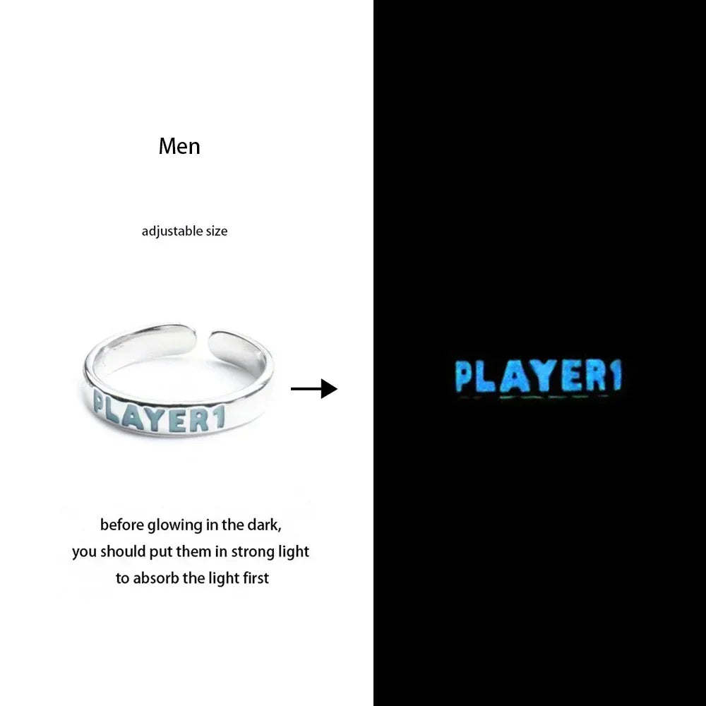Adjustable Gothic Punk Noctilucent Dragon Rings Vintage Luminous Glow In the Dark Pterosaur Ring for Men Women Halloween Party