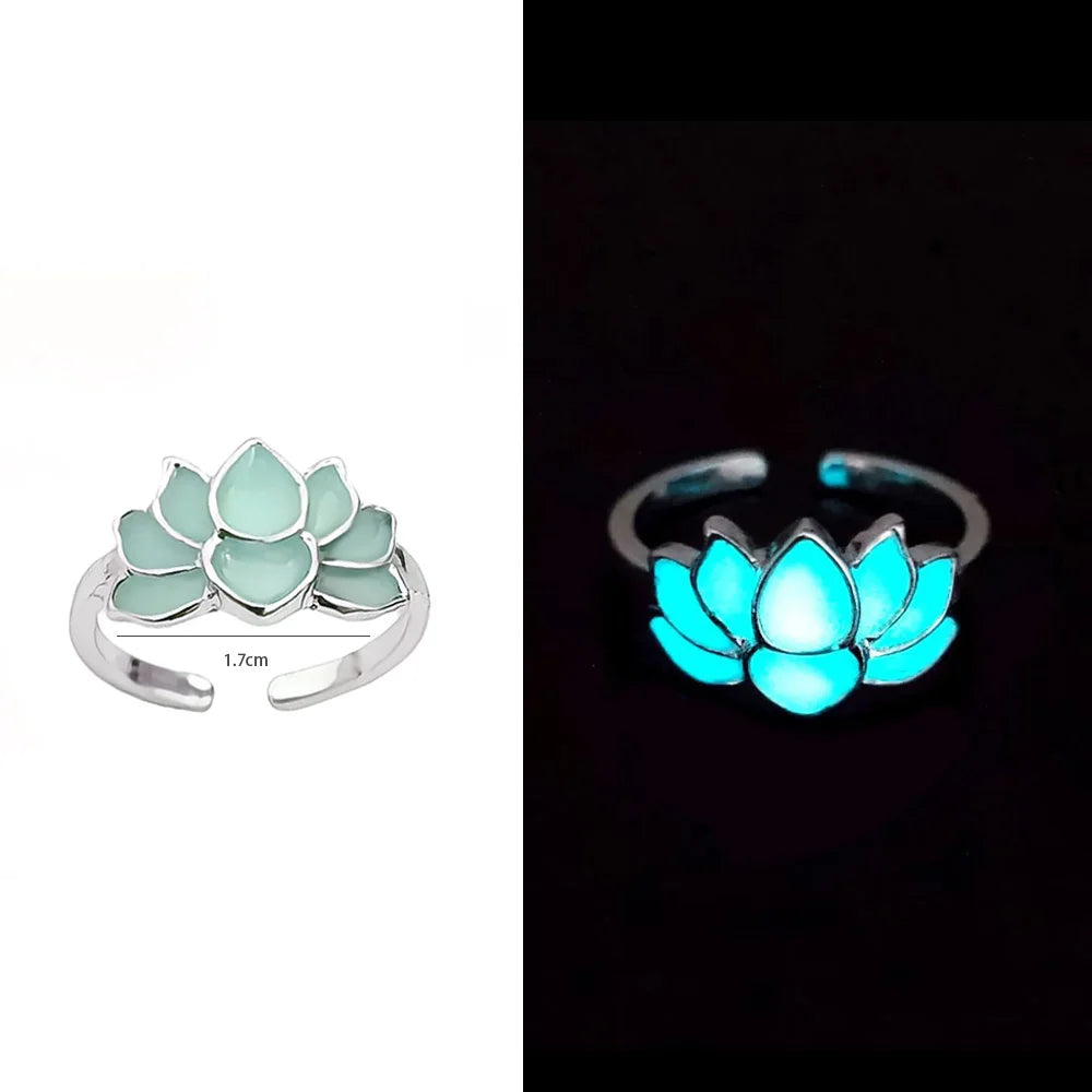 Adjustable Gothic Punk Noctilucent Dragon Rings Vintage Luminous Glow In the Dark Pterosaur Ring for Men Women Halloween Party