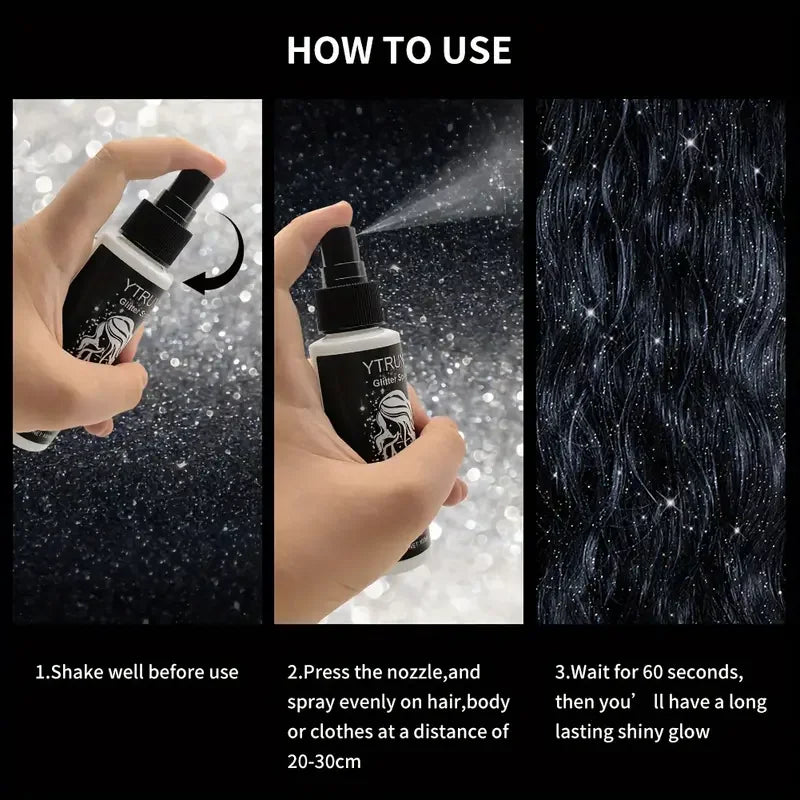 Quick Drying Glitter Spray-High Shine Glitter Spray for Lips,Eyes,Face Makeup-Halloween Party Nightclub Costume Glitter Spray