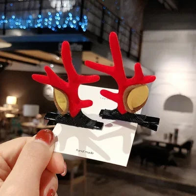 Christmas Headband Reindeer Antlers Horn Flower Hair Band Clasp Headwear for Kids Adult New Year Navidad Party Halloween Cosplay