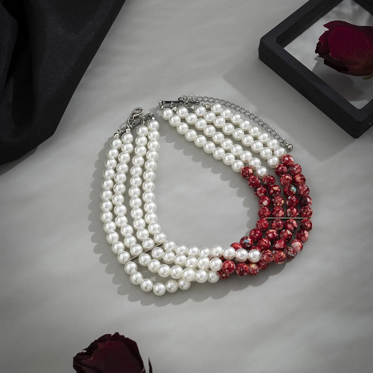 Halloween Faux Pearl Blood Tiered Necklace Goth Jewellery Blood Drop Tassel Choker Women Grunge Rock Egirl Accessory Aesthetic