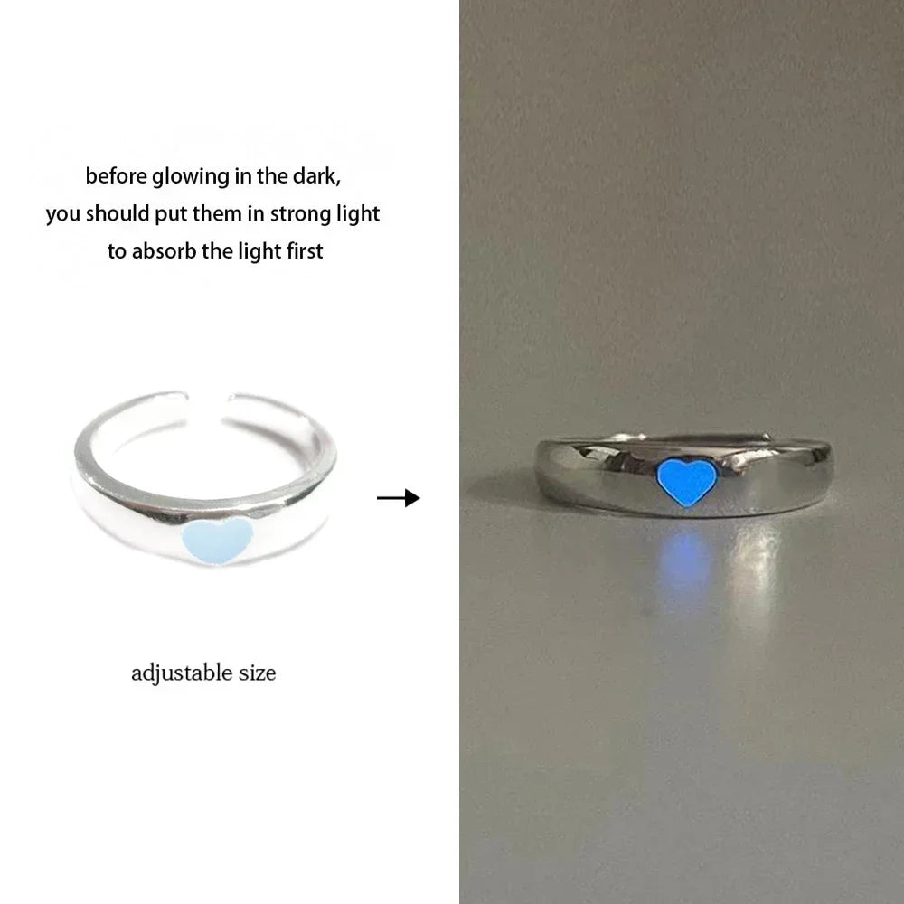 Adjustable Gothic Punk Noctilucent Dragon Rings Vintage Luminous Glow In the Dark Pterosaur Ring for Men Women Halloween Party