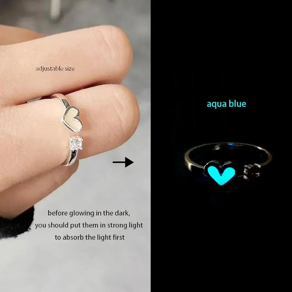 Adjustable Gothic Punk Noctilucent Dragon Rings Vintage Luminous Glow In the Dark Pterosaur Ring for Men Women Halloween Party