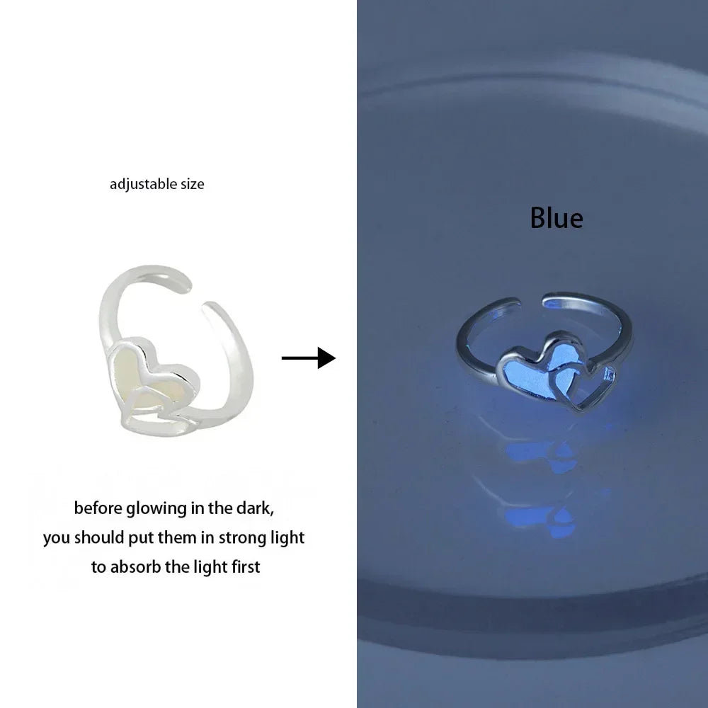 Adjustable Gothic Punk Noctilucent Dragon Rings Vintage Luminous Glow In the Dark Pterosaur Ring for Men Women Halloween Party