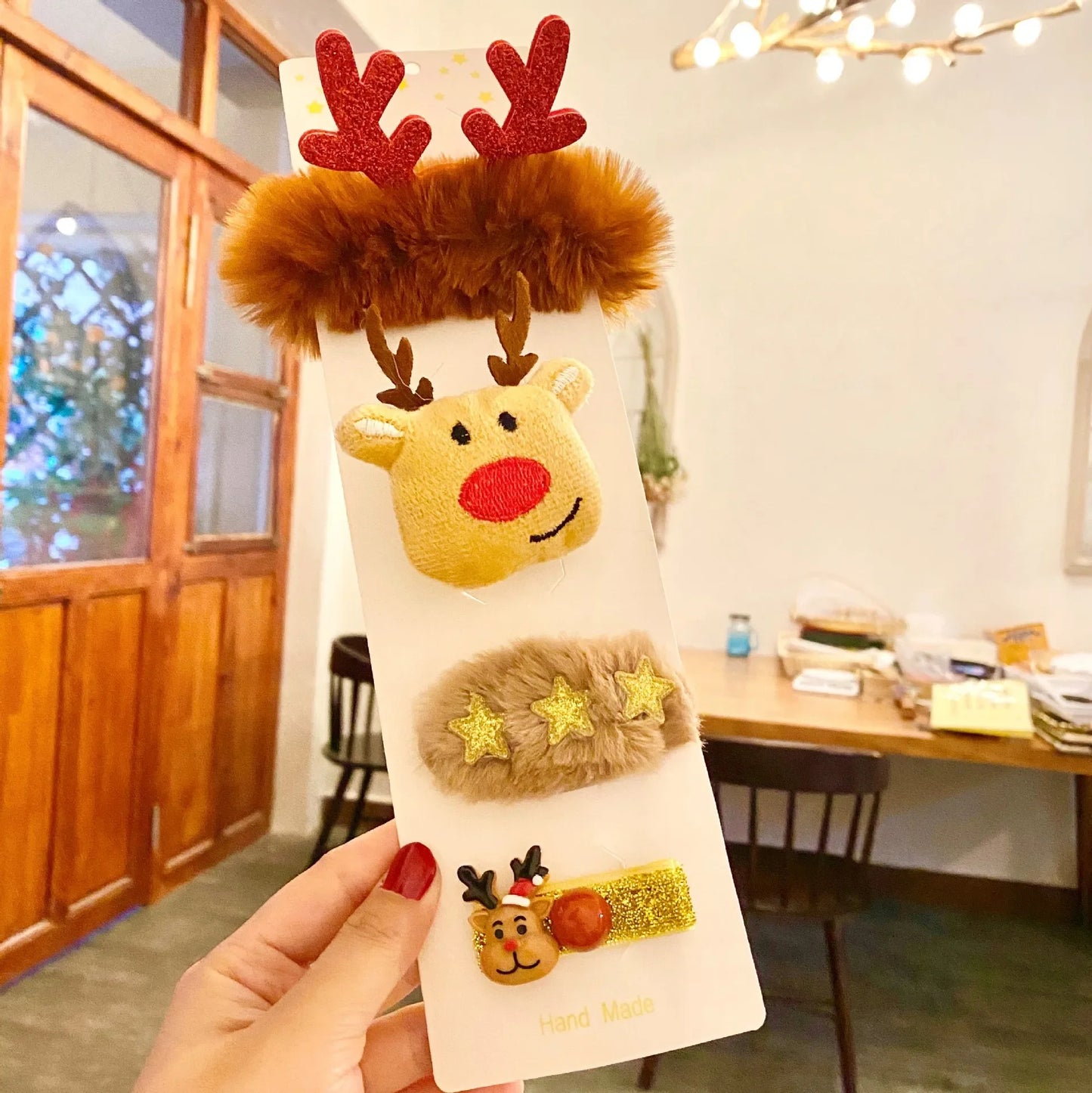 Christmas Headband Reindeer Antlers Horn Flower Hair Band Clasp Headwear for Kids Adult New Year Navidad Party Halloween Cosplay