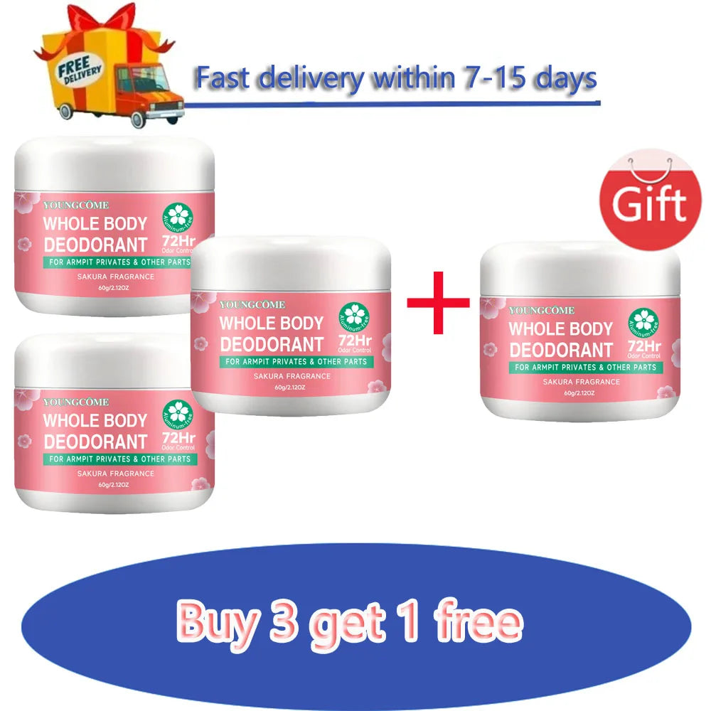 Natural Whole Body Deodorant for Men & Women - 72H Long Lasting Odor Protection, Aluminum-Free, Moisturizing & Gentle for Sensit