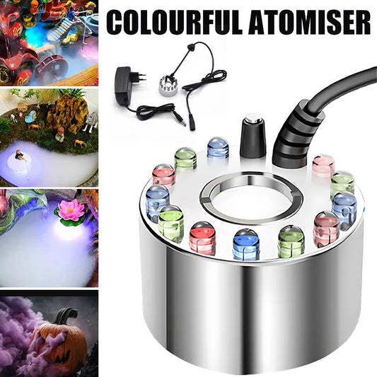 Halloween Decoration Ultrasonic Mist Maker Fogger LED Pumpkin Light Water Fountain Pond Fog Machine Atomizer For Halloween Party