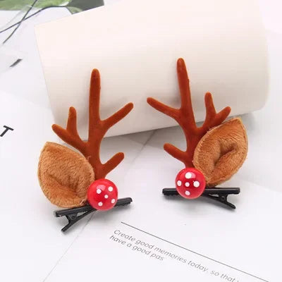 Christmas Headband Reindeer Antlers Horn Flower Hair Band Clasp Headwear for Kids Adult New Year Navidad Party Halloween Cosplay